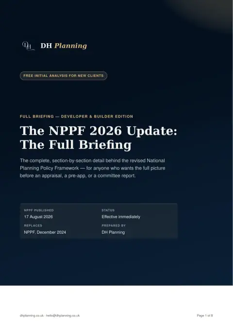 Cover of the DH Planning NPPF 2026 full briefing, published 17 August 2026